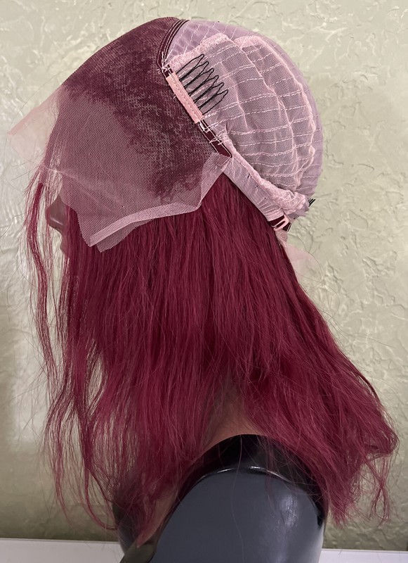 Front Lace 100% Real Human Hair Wig Body Wave Burgundy 16” 13x4 Large gallery
