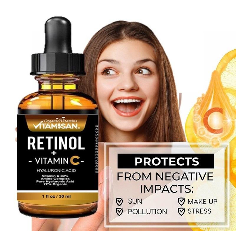 VITAMIN C SERUM 30% + E + RETINOL + HYALURONIC ACID (HA) Organic Anti-Aging gallery