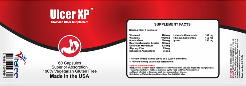 Vitalee Ulcer XP Economy Pack-Stomach Ulcer Help Supplement (3 Bottles of 60ct) gallery