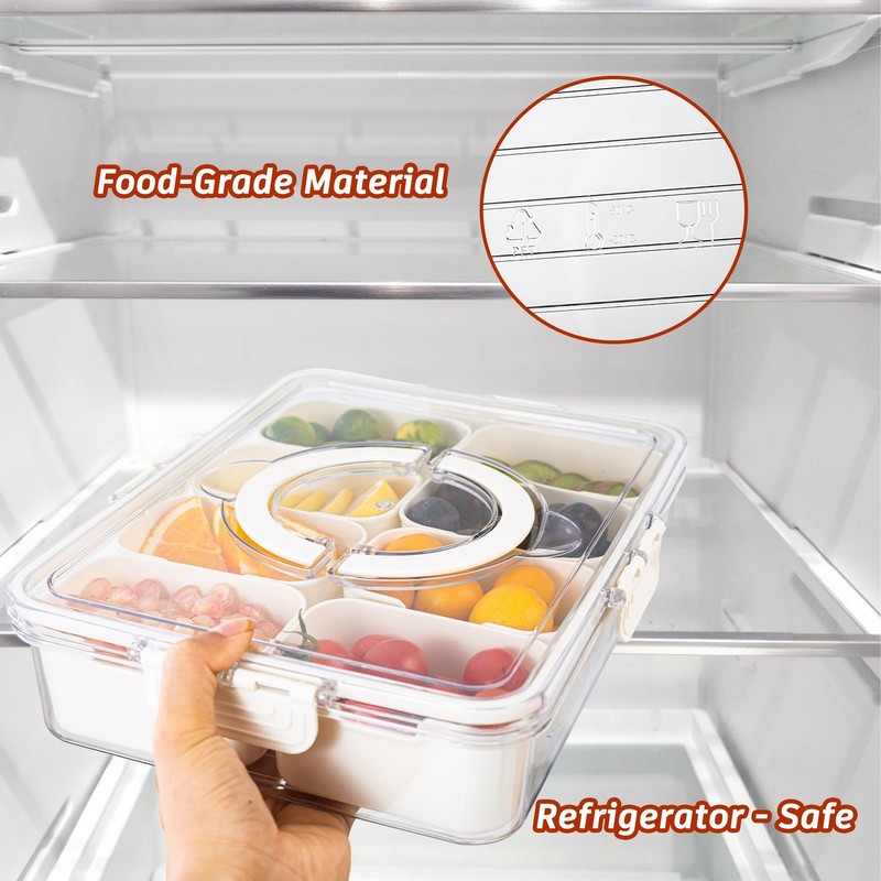 Divided Serving Tray with Lid and Handle Snackle Box Charcuterie Container for gallery