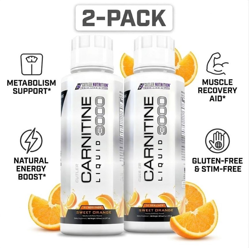 Cutler Nutrition Carnitine Liquid 3000 Sweet Orange 2-Pack Energy Supplement