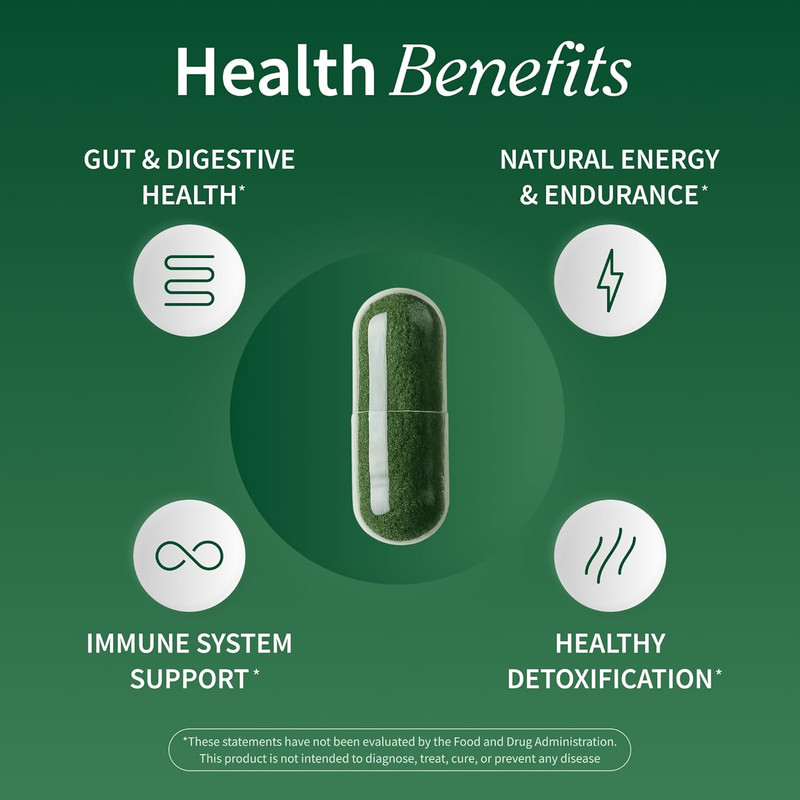 Espirulina y clorela orgánicas - Apoyo energético e inmunológico, 120 cápsulas gallery