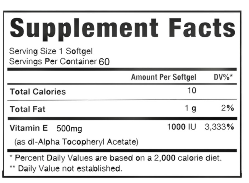 FDC Nutrition Vitamin E-1000 IU - 120 Softgels- 500mg gallery