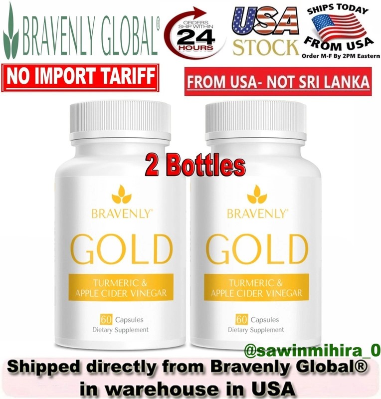 2 bottles Bravenly Gold 120 Capsules TOTAL – NEW IN BOX! EXP 2028 🔥🔥