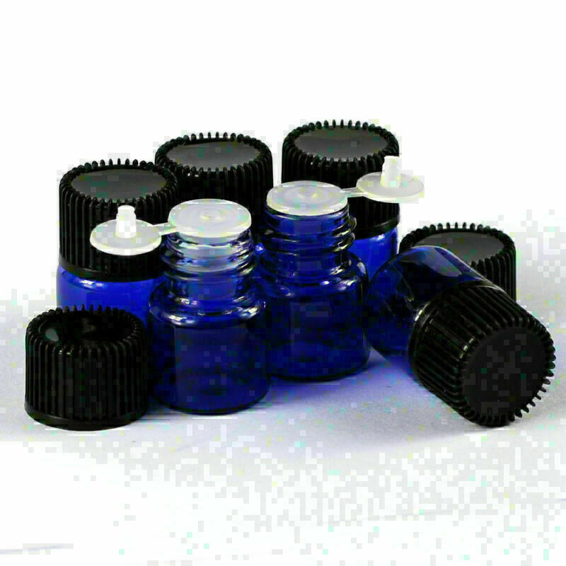 New 20/50/100Pcs 1ml Tiny Small Blue Glass Empty Oil Bottles Vial With Screw Cap gallery