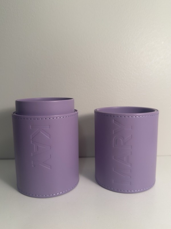 Mary Kay Purple Faux Leather Cylinder Makeup Case Hard Case 7 in gallery