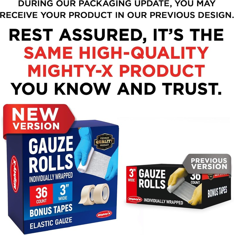 36 Gauze Rolls 3" x 4.1yd Latex Free Bandages w/ Bonus Tape gallery