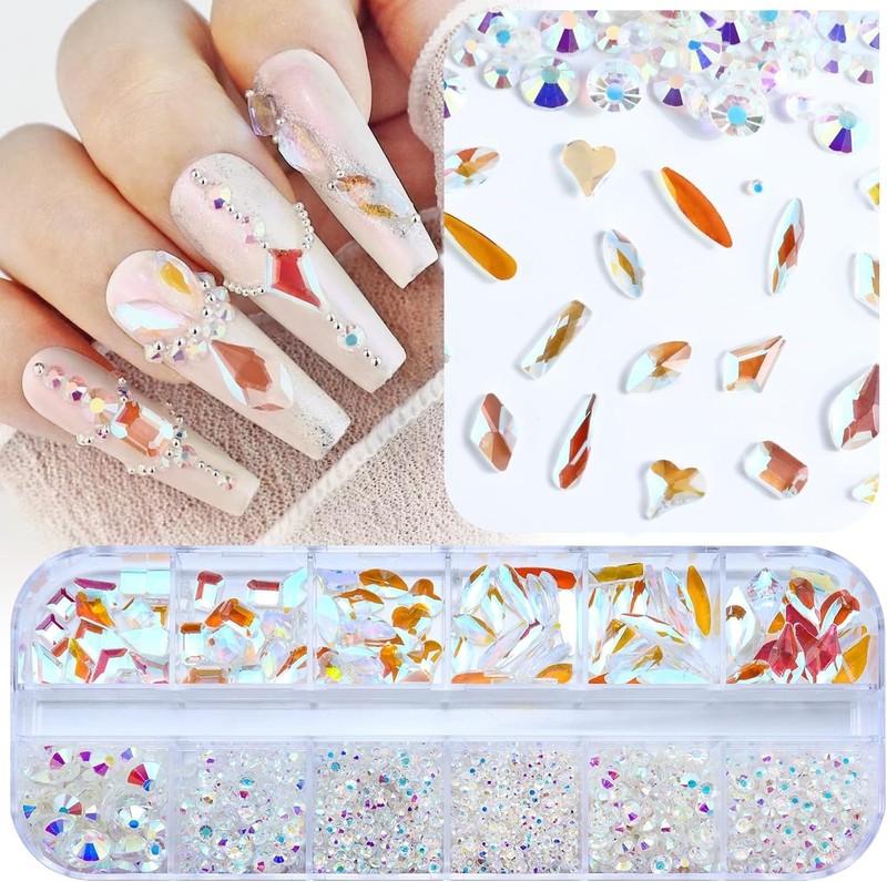 3200PCS Nail Art Rhinestones, Crystal Clear Flatback Rhinestones for Nails, Craf