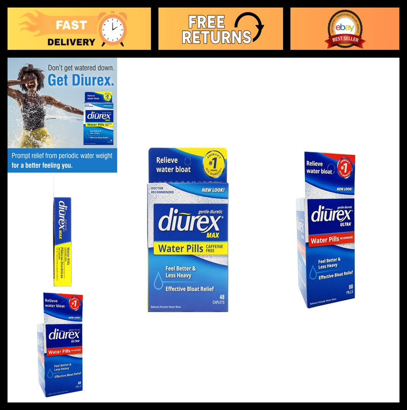 Maximum Strength Caffeine-Free Diuretic Water Pills – 80 Count for Water Bloat R