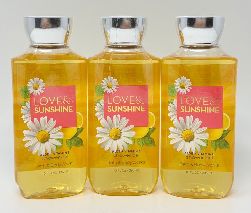 3 BATH & BODY WORKS LOVE & SUNSHINE SHOWER GEL BODY WASH ALOE VITAMIN E 10 OZ