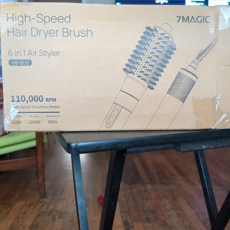 7MAGIC HB-800 6-in-1 Hair Dryer Brush Air Styler 110000 RPM Gold