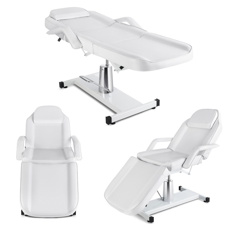 White Hydraulic Tattoo Massage Table Recline Facial Bed SalonSpaBeauty Equipment gallery
