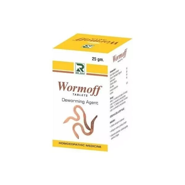 Pack of 3 Dr Raj Wormoff Tablets – All Types Of Worms 25gram