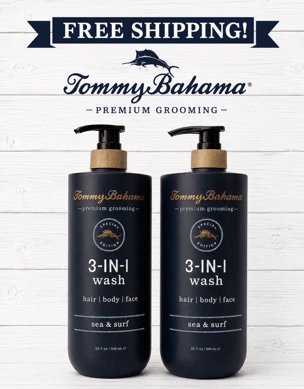 TOMMY BAHAMA (2-PACK!) Sea & Surf 3-IN-1 Hair, Body & Face Wash – JUMBO 32 Oz EA