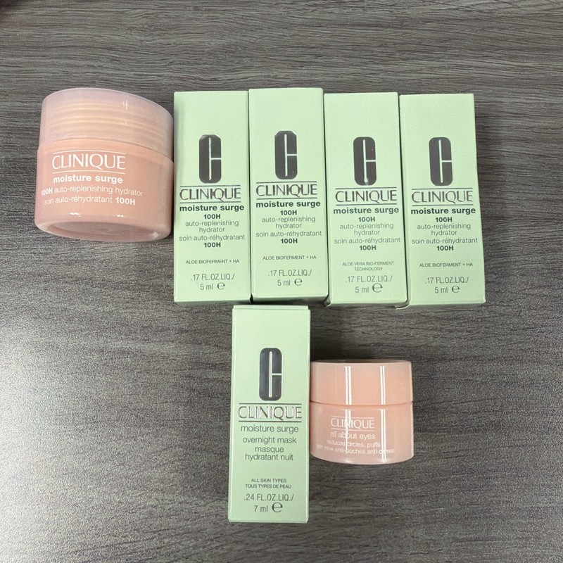Variety Lot of 7 Clinique Moisture Surge 100H Products (Mini)