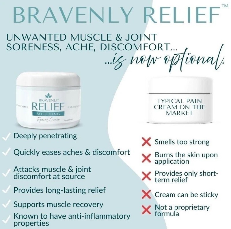 Bravenly Relief, Topical Cream for Unwanted Muscle & Joint Soreness, 3.4 oz, NEW gallery