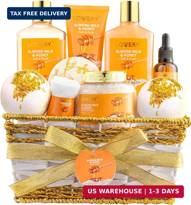 Gifts for Women Gift Basket for Women – 10 Pc Almond Milk & Honey Beauty & Perso