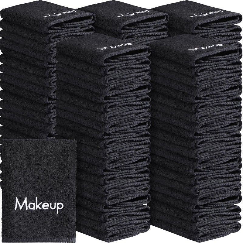100 Pcs Makeup Cloths 13 x 13 Inch Makeup Towel Washcloths with Embroidery Bl…