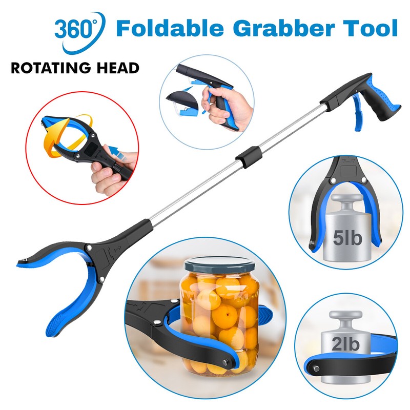 32″ Heavy Object Grabber Foldable Extra Long Trash Pickup Stick for Outdoor&Home