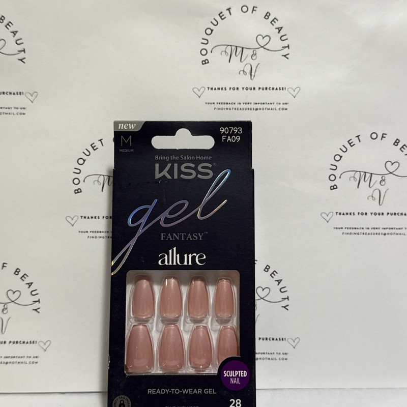 Kiss Gel Fantasy Press On Nail Set, Waterproof Chip Proof Stylish/Pinkiesh Color