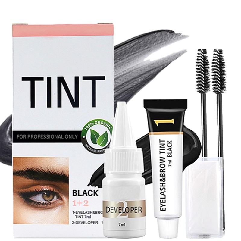 2-In-1 Lash & Eyebrow Tint Kit Waterproof Quick Dry Lash Color Black 7ml