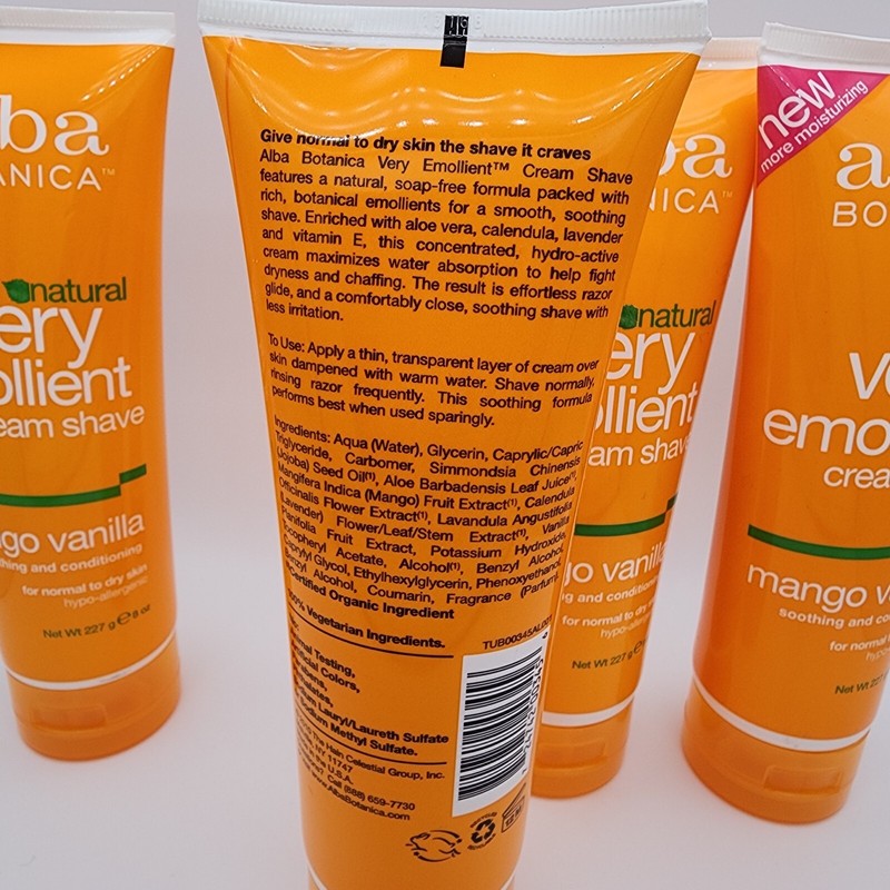 Alba Botanica Very Emollient Cream Shave Mango Vanilla, Set of 4, 8 oz each gallery