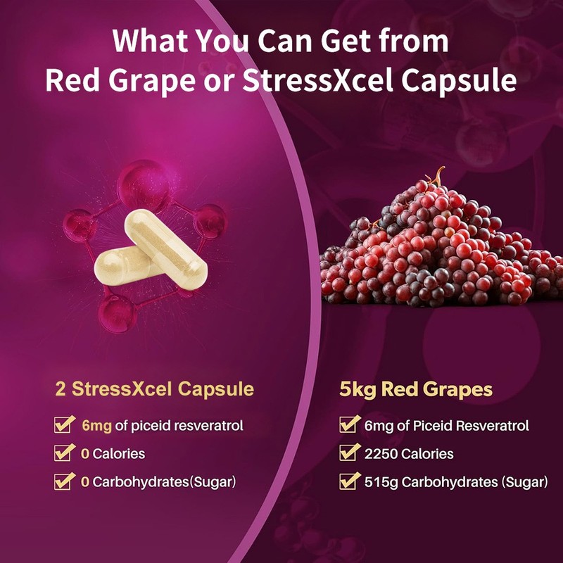 StressXcel Red Grape Extract 400mg and Resveratrol Supplement 120 Veggie Capsule gallery