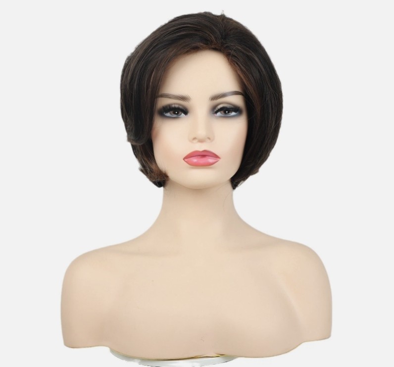 Short Black Mix Auburn Blonde Bob Wigs for Women Daily None Lace Synthetic gallery