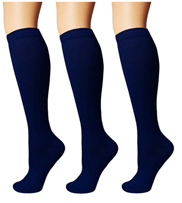 (3 Pairs) Compression Socks Knee High 15-20mmHg Graduated Support Men's Women's gallery