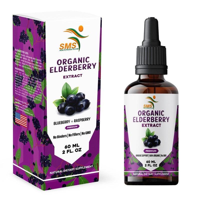Elderberry Extract Organic Non GMO Tincture Liquid Herbal Drops 2 Floz