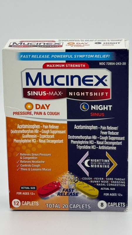 Mucinex DAY and NIGHT SINUS MAX BB 01/2026 Or Better NEW