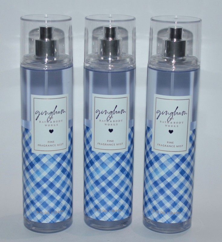 LOT OF 3 BATH & BODY WORKS BLUE GINGHAM FINE FRAGRANCE MIST BODY SPRAY 8OZ LARGE