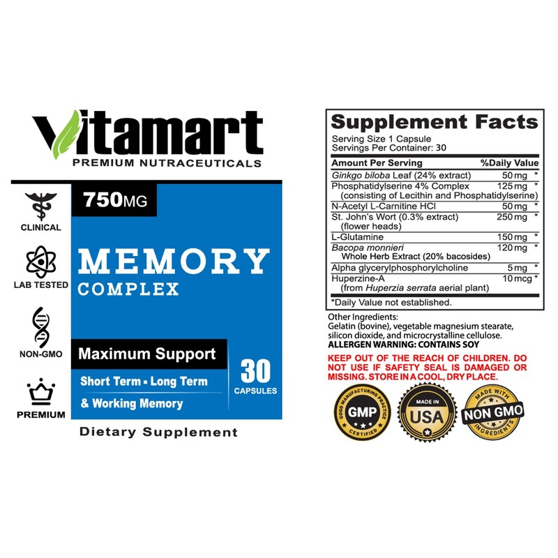 Premium Memory Complex Brain Booster Focus Clarity short & long term Nootropic gallery